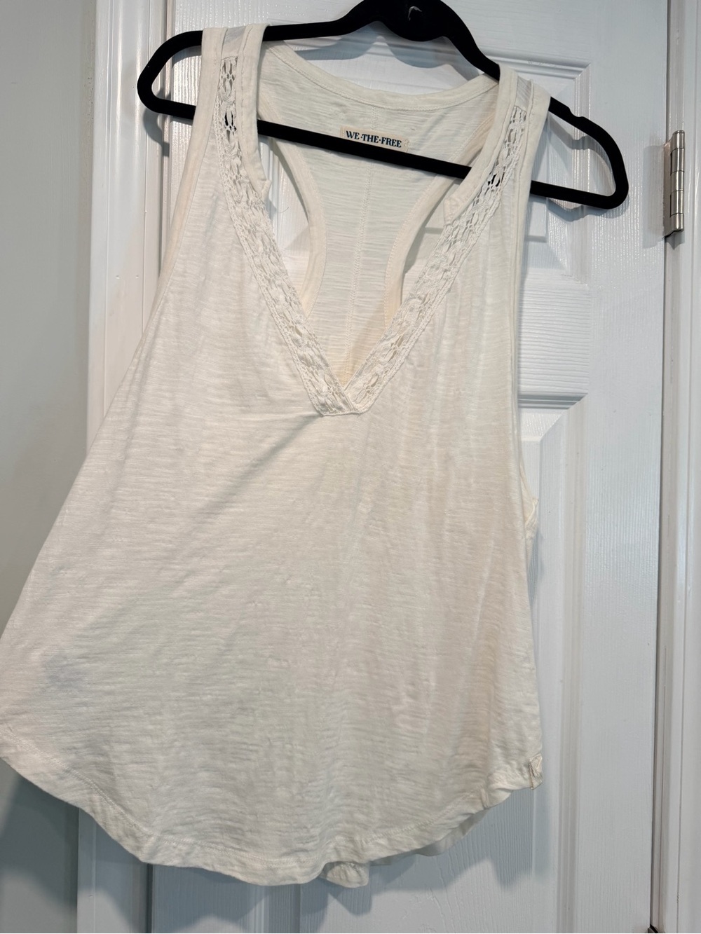 NWOT Free People We The Free Size M Cream Crochet Trim Racerback Layer Tank Top - Picture 3 of 12